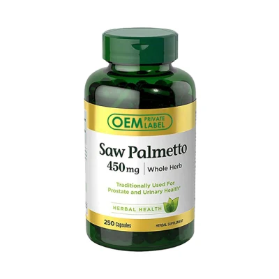 Le capsule di saw palmetto a marchio privato, l'estratto di saw palmetto, i bloccanti del DHT, supportano la crescita dei peli urinari e la salute della prostata